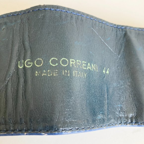 Vtg Ugo Correani Blue Italian Leather Wide Belt Womens Size 44 XS S 28-29\